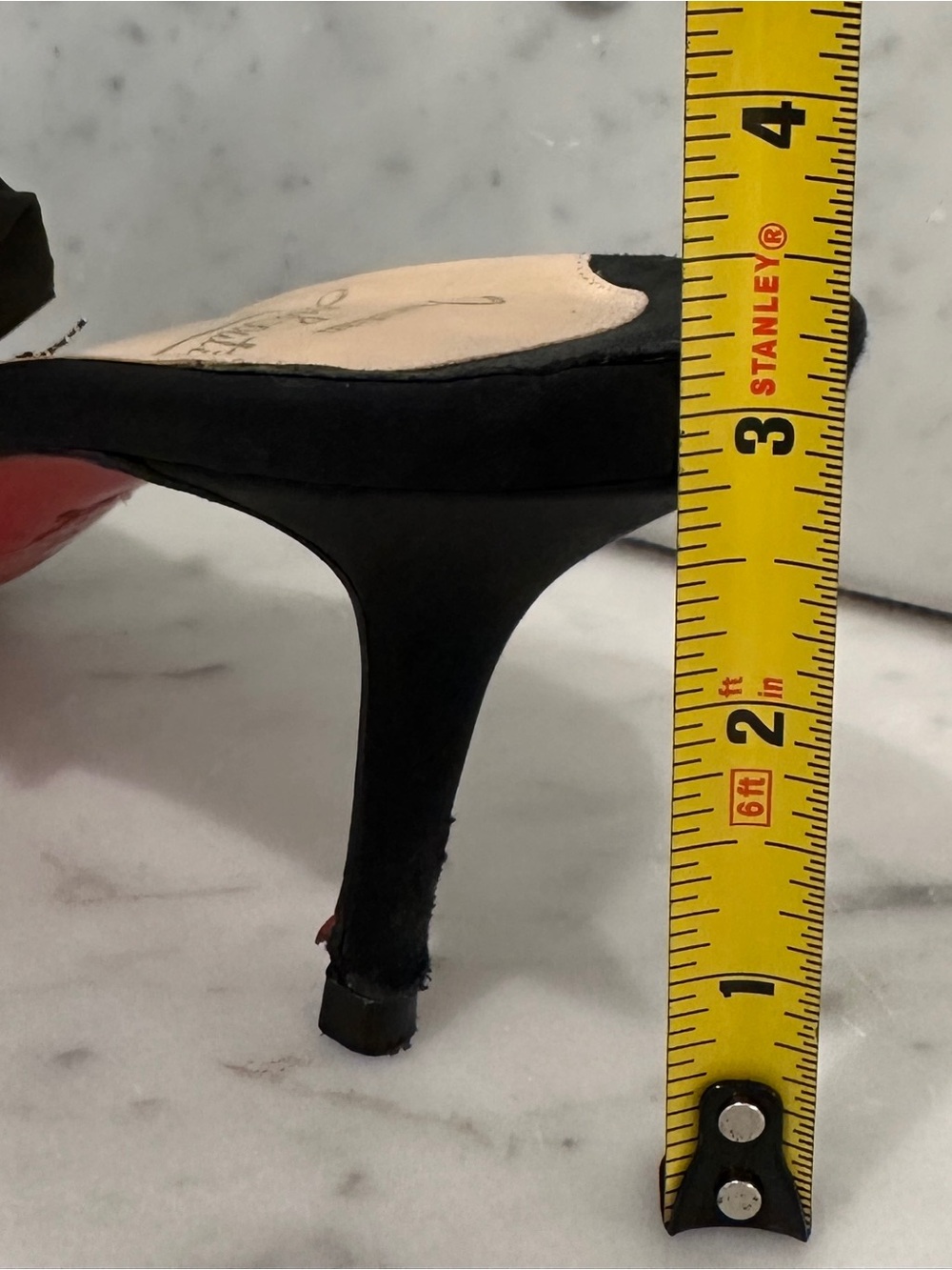 Vintage Christian Louboutin Black Silk Oval Peep Toe Mule Heels EU 40.5 Red Sole - Picture 7 of 7